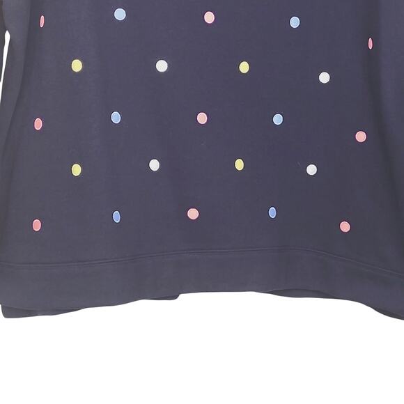 Talbots Plus Multi Color Polka Dot Navy Blue Cotton Blend Sweatshirt Size 2X - Picture 4 of 8